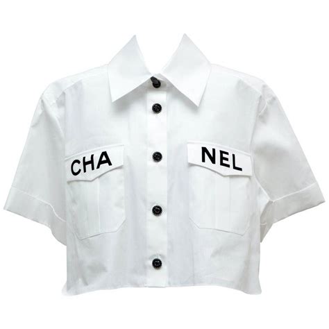 chanel blouse white|Chanel vintage crop top.